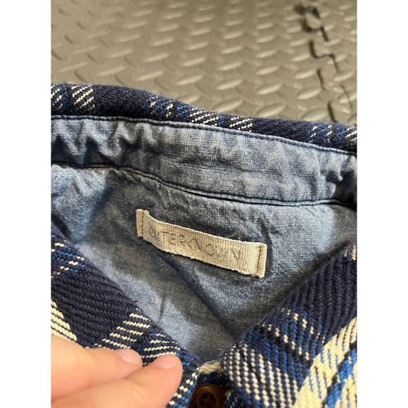 Outerknown Blue and White Plaid Casual Button Down Shirt - Picture 3 of 9